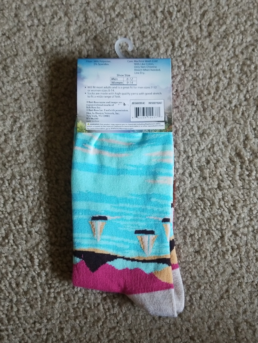Bob Ross Pink 'Let's Get Crazy' Crew Socks - Picture 2 of 2
